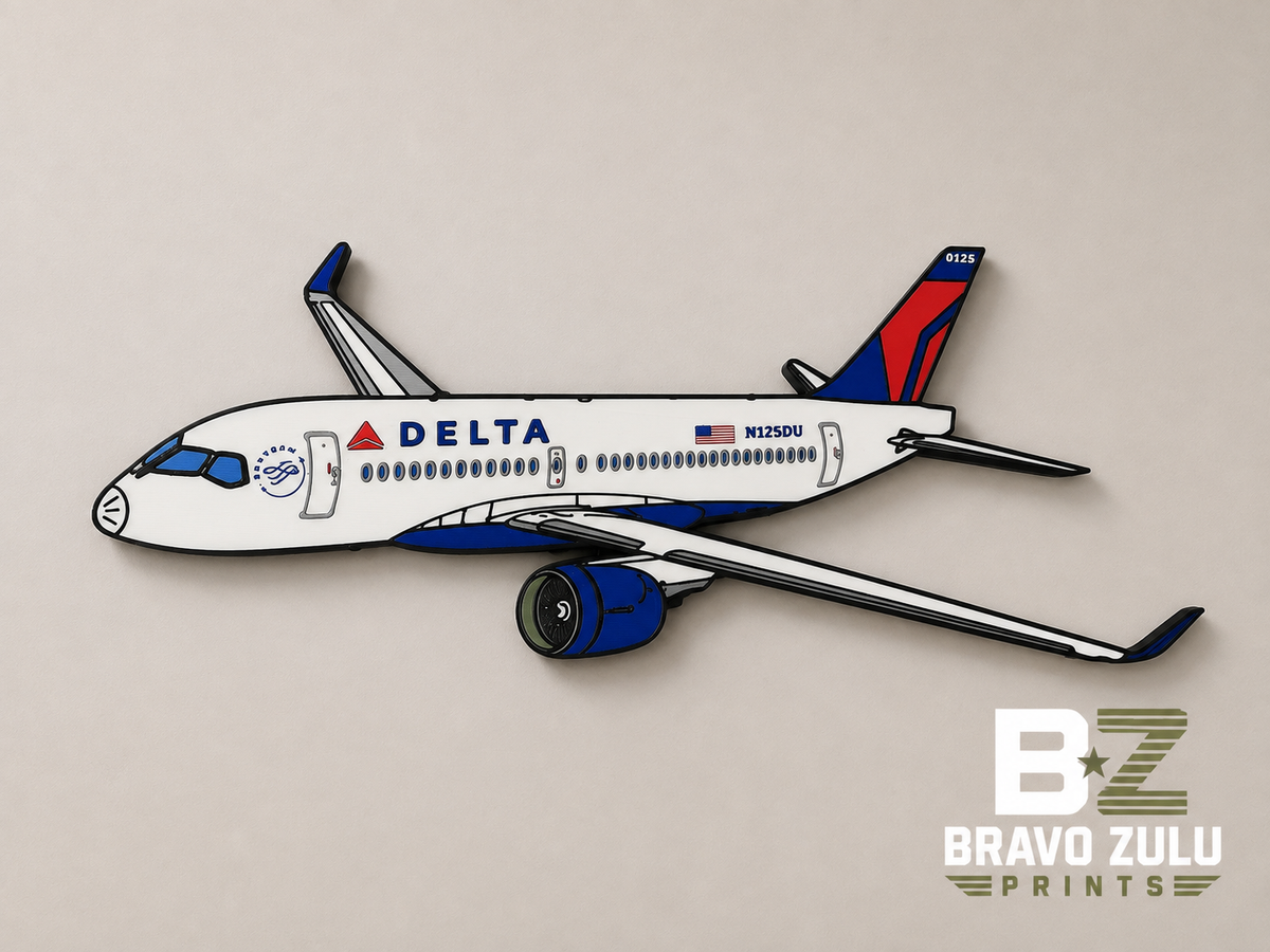 Delta Airbus A220 | 3D Printed Wall Art
