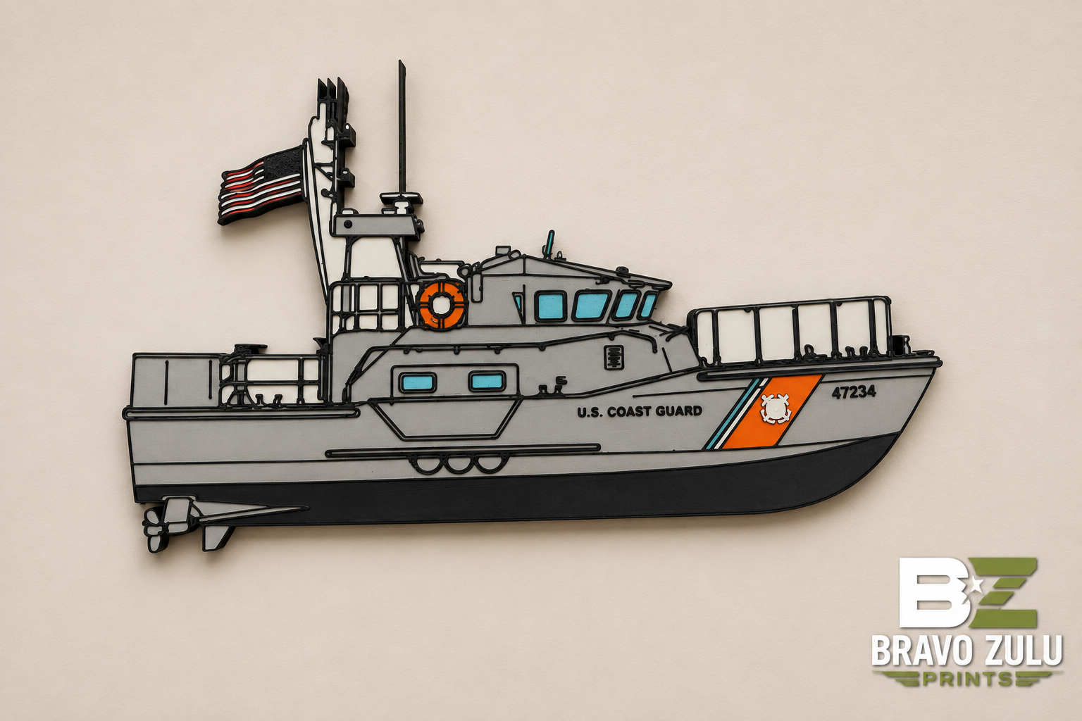 USCG 47 Motor Lifeboat | 3D Printed Wall Art