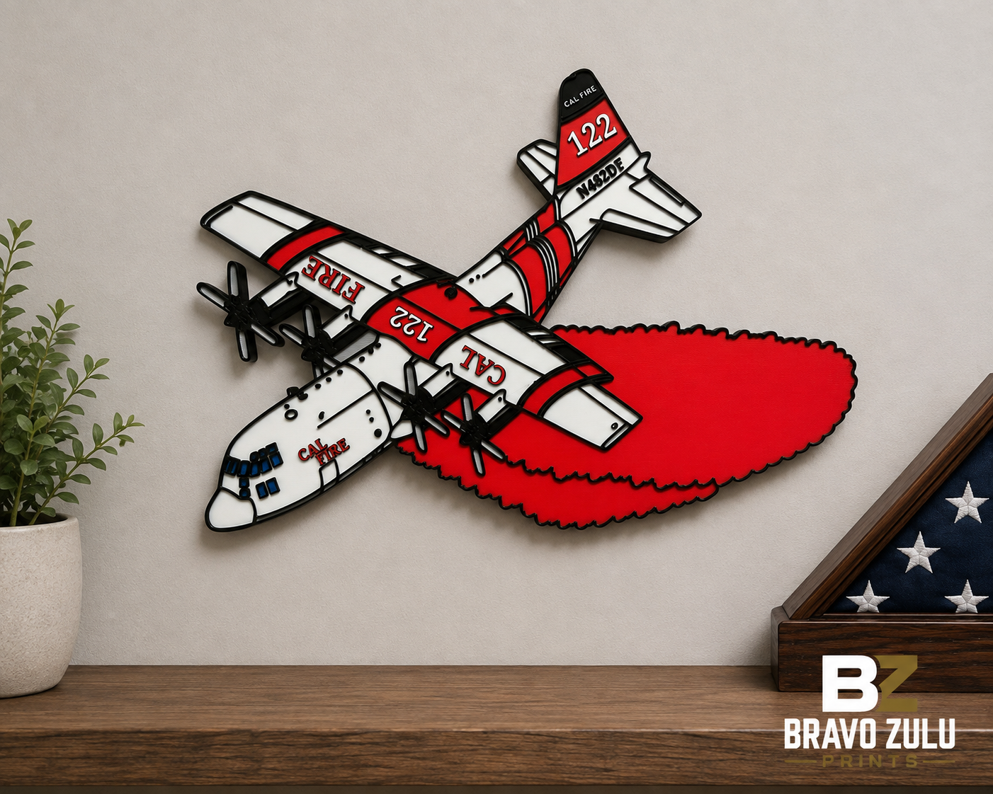 CAL FIRE C-130 Hercules Air Tanker – 3D Printed Wall Art