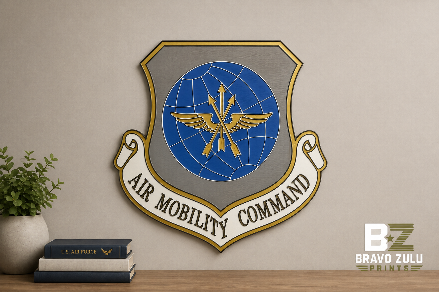 Air Mobility Command Unit Logo Plaque | 3D Printed